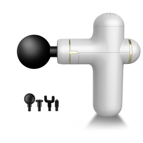 Mini Sports Fitness Portable Fascia Gun Muscle Relaxation Massager 4 Gears 4 Heads 12V (White)