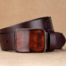 Copper Buckle Genuine Leather Men Belt, Length (CM): 115cm(Coffee )
