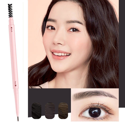 4 PCS Kemelo Double-Headed Automatic Rotating Eyebrow Pencil Waterproof Sweat-Proof Non-Fading Thin Core Eyebrow Pencil(06 Natural Black)