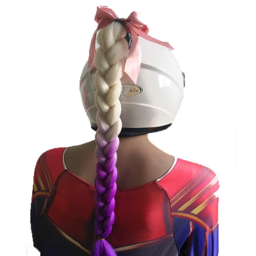 Hand-Woven Chemical Fiber Gradient Color Helmet Twist Braid(Beige+Purple)