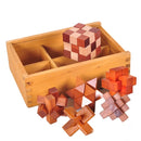 6 PCS / Set Adult Wooden Educational Intelligence Toys Classical Toys Kongming Lock Luban Lock Wooden Box