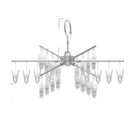 Silver-6 Poles 24 Clips Multifunctional Aluminum Alloy Household Drying Rack Round Rotating Windproof Socks Rack