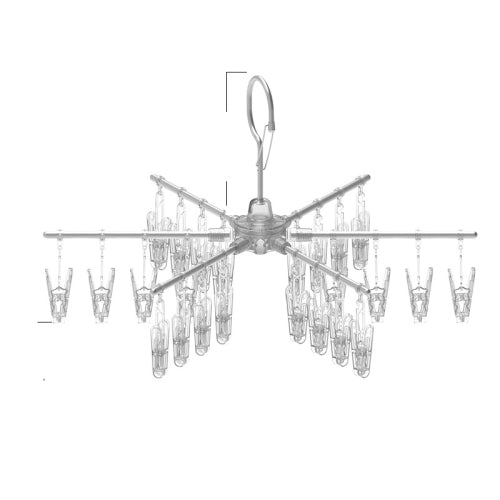 Silver-6 Poles 24 Clips Multifunctional Aluminum Alloy Household Drying Rack Round Rotating Windproof Socks Rack