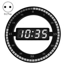 12 Inch Simple LED Ring Round Clock Mute Digital Electronic Clock, Colour: EU Plug