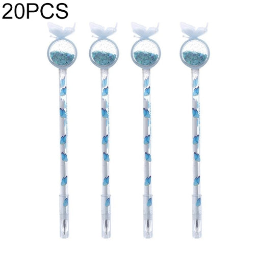 20 PCS 0.38mm Butterfly Sequins Gel Pen Office Signature Pen(Blue)