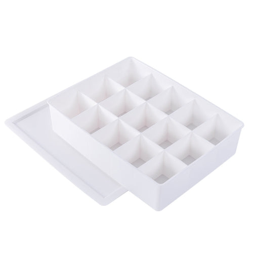 Clothes Storage Box Plastic Wardrobe Finishing Box 15 Grids + Lid