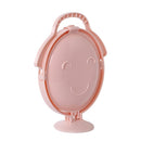 Smiling Face Folding Double Fruit Plate Home Living Room Coffee Table Decoration Portable Fruit Bowl(Pink)