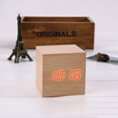 Multicolor Sounds Control Wooden Clock Modern Digital LED Desk Alarm Clock Thermometer Timer Wooden Red