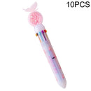 10 PCS 10-Color Ballpoint Pen Colored Pen Student Stationery(Pink)