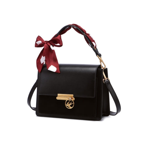 NUCELLE Autumn And Winter Single Shoulder Bag Casual Messenger Bag Ladies Small Square Bag(Black)