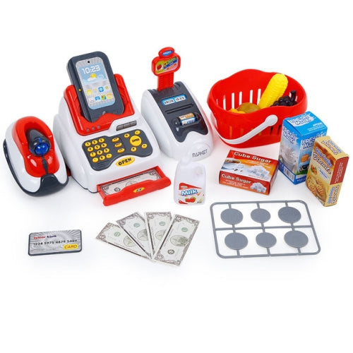 Simulation Supermarket with Shopping Basket Luxury Cash Register Set Children Play House Toys