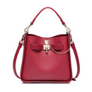 NUCELLE Cat Head Hardware Decoration Portable Messenger Leisure Bucket Bag(Brilliant Red)