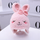 C0091 Rabbit Pattern Full Cashmere Baby Knitted Hat Winter Warm Children Ear Protection Cap, Size: One Size(Pink)