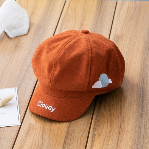 MZ8223 Weather Embroidery Pattern Children Beret Sun Hat Baby Duck Tongue Hat, Size: About 52CM(Orange)