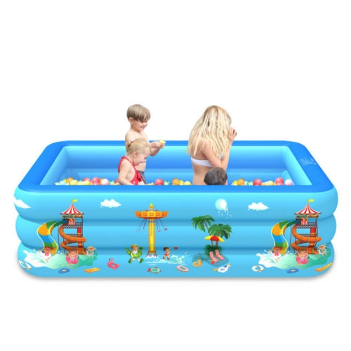 Household Indoor and Outdoor Amusement Park Pattern Children Square Inflatable Swimming Pool, Size:130 x 85 x 50cm