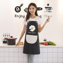 3 PCS Household Apron Kitchen Waterproof And Oil-Proof Female Daisy Pattern Apron No Hand-wiping Function (Black Gray Pocket)