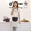 3 PCS Household Apron Kitchen Waterproof And Oil-Proof Female Daisy Pattern Apron No Hand-wiping Function (Gray Black Pocket)