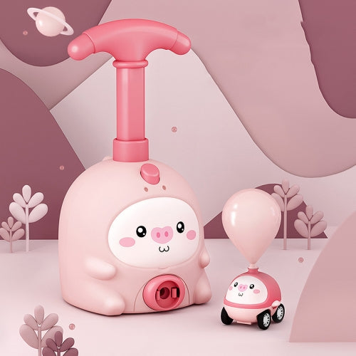 Children Educational Pneumatic Air Powered Car Balloon Scooter Toy Pink Piggy (1 Car 6 Balloons)