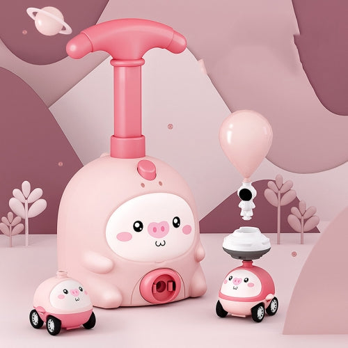 Children Educational Pneumatic Air Powered Car Balloon Scooter Toy Pink Piggy(2 Cars 6 Balloons+Flying)