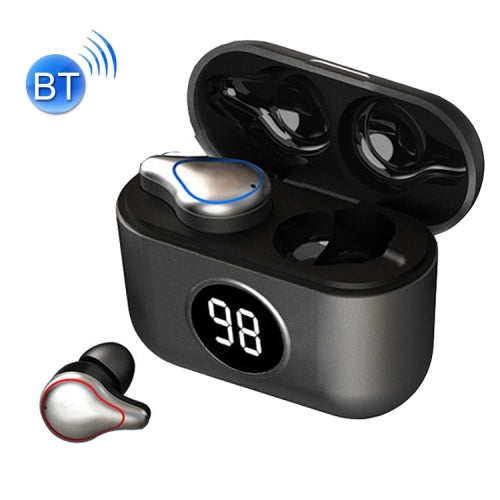 SE-16 TWS Noise Cancelling Touch Smart LED Digital Wireless Bluetooth Earphone(Black Silver)