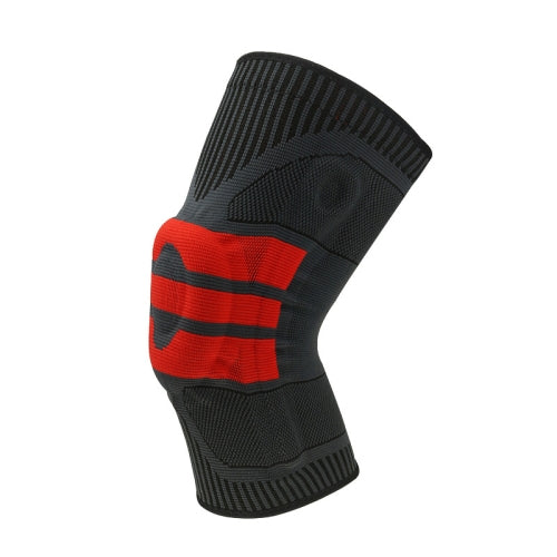 Enhanced Version Silicone Spring Support Knee Pads Knitted High Elastic Breathable Anti-Slip Protective Gear, Size: XL (Black And Red)