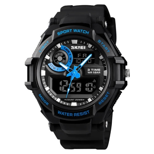 SKMEI 1357 Mens Multifunctional Sports Digital Watch Student Waterproof Watch(Blue)