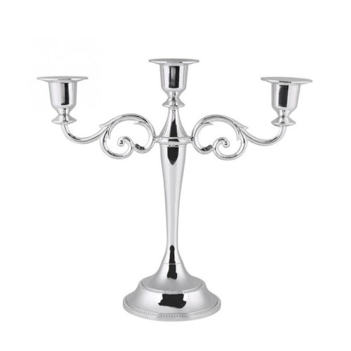 Retro Candlestick Home Decoration Living Room Cafe Theme Restaurant Jewelry Candlelight Dinner Props Gifts, Style:Silver-3 Arms
