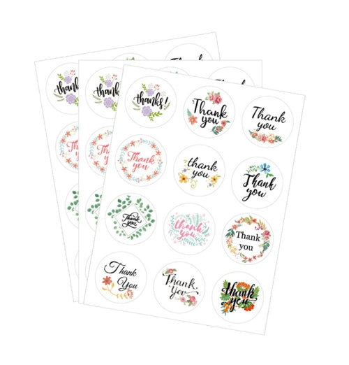 50 PCS THANK YOU Sealing Sticker 12 Thank You Round Sealing Sticker(Thankyou Stickers (1 Sheet of 12))