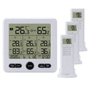 Three Dragged Multi-Function Wireless Thermometer And Hygrometer Indoor And Outdoor High-Precision Thermometer With Color Alarm(White)