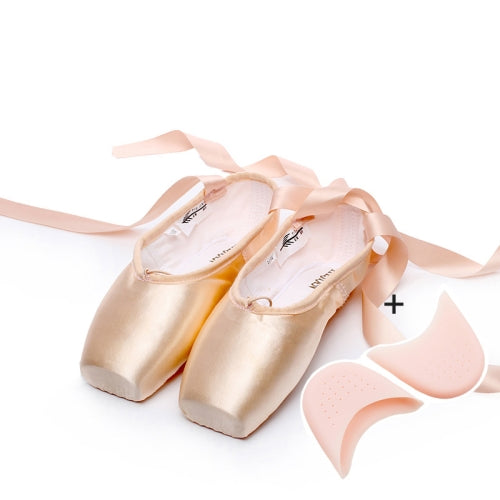 Ballet Lace Pointe Shoes Professional Flat Dance Shoes, Size: 44(Satin + Silicone Case)