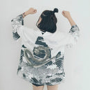 Three-quarter Sleeve Kimono-style Dragon Print Cardigan Sunscreen Shirt Holiday Coat, Size:One Size(White)