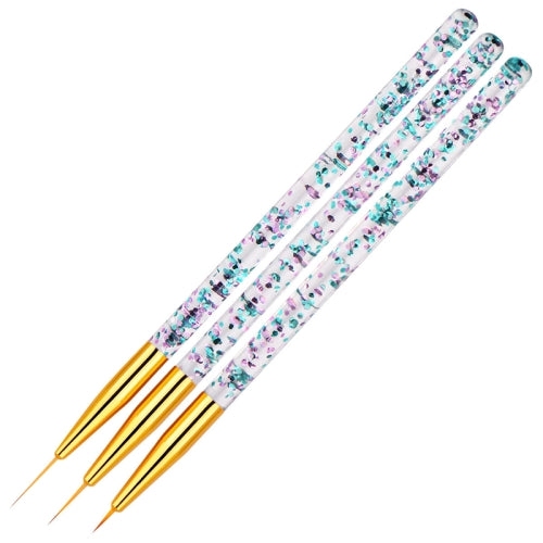 5 PCS Nail Art Brush Tool 3 Set Acrylic Nail Crystal Carving Phototherapy Drawing Pen(Golden Tube)