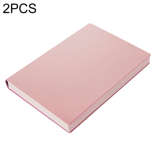 2 PCS Thickened A5 Hand Book Soft Leather Notebook, Specification: A5(Pink Grid)