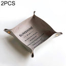 2 PCS Desktop Leather Folding Storage Box Porch Key Storage Box Jewelry Cosmetics Sundries Storage Tray, Colour: Gray Small
