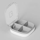3 PCS Portable Small Pill Box Sealed Portable Travel Pill Box White 4 Grid