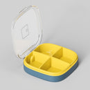 3 PCS Portable Small Pill Box Sealed Portable Travel Pill Box Blue 4 Grid