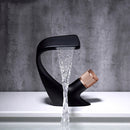 Basin Waterfall Type Hot & Cold Water All-Copper Faucet Bathroom Sanitary Ware (Black Gold)