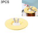 3 PCS Food Grade Bunny Ears Shape Silicone Cup Lid Sealing Lid Cartoon Mug Dustproof Leak-Proof Lid(Yellow)