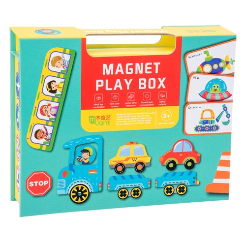 MUQIYI Children Educational Wooden Magnet Play Box Puzzle Game Toy(Traffic)