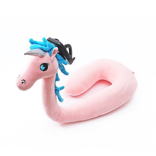 U-Shaped Pillow Cervical Vertebrae Neck Pillow Pillow Lazy Holder Cartoon Animal Mobile Phone Holder Pink Unicorn 30x75cm
