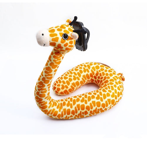 U-Shaped Pillow Cervical Vertebrae Neck Pillow Pillow Lazy Holder Cartoon Animal Mobile Phone Holder Comfortable Giraffe 30x75cm