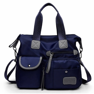 Waterproof Oxford Cloth Handbag Casual Nylon Shoulder Diagonal Bag Female Bag Canvas Bag(Blue )