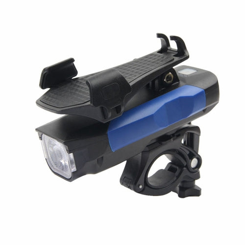 500LM Bicycle Light Mobile Phone Holder Multi-Function Riding Front Light With Horn 2400 mAh (Black Blue)