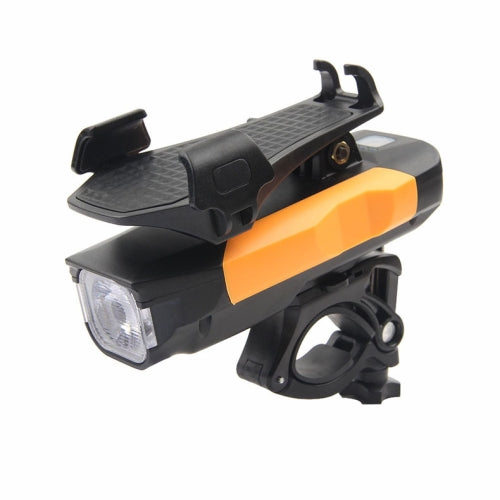 500LM Bicycle Light Mobile Phone Holder Multi-Function Riding Front Light With Horn 2400 mAh (Black Orange)