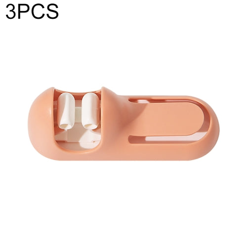 3 PCS Bathroom Toilet Mop Clip Wall-Mounted Rack Broom Mop Hook(Pink)