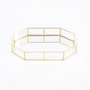 Glass Storage Tray Golden Retro Polygon Mirror Tray Brass Desktop Cosmetics Storage Tray Polygon Large