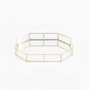 Glass Storage Tray Golden Retro Polygon Mirror Tray Brass Desktop Cosmetics Storage Tray Polygon Small