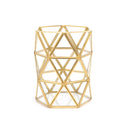 Glass Storage Tray Golden Retro Polygon Mirror Tray Brass Desktop Cosmetics Storage Tray Beauty Brush Bucket