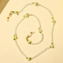 2 PCS Mask Anti-Lost Beads Hanging Chain Fashion Crystal Beads Small Flower Glasses Chain(White Flowers)