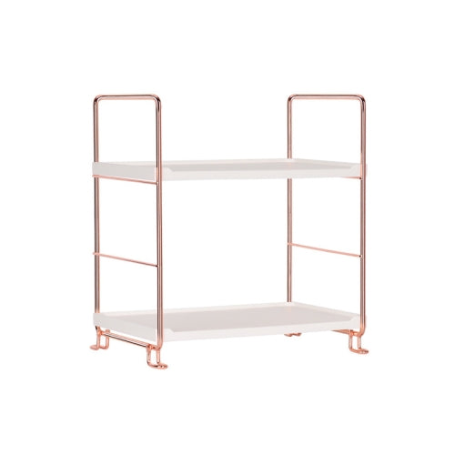 Bathroom Multi-Layer Iron Art Shelf Cosmetics Storage Rack Kitchen Supplies Layered Organizer, Colour: Rose Gold 2 Layers